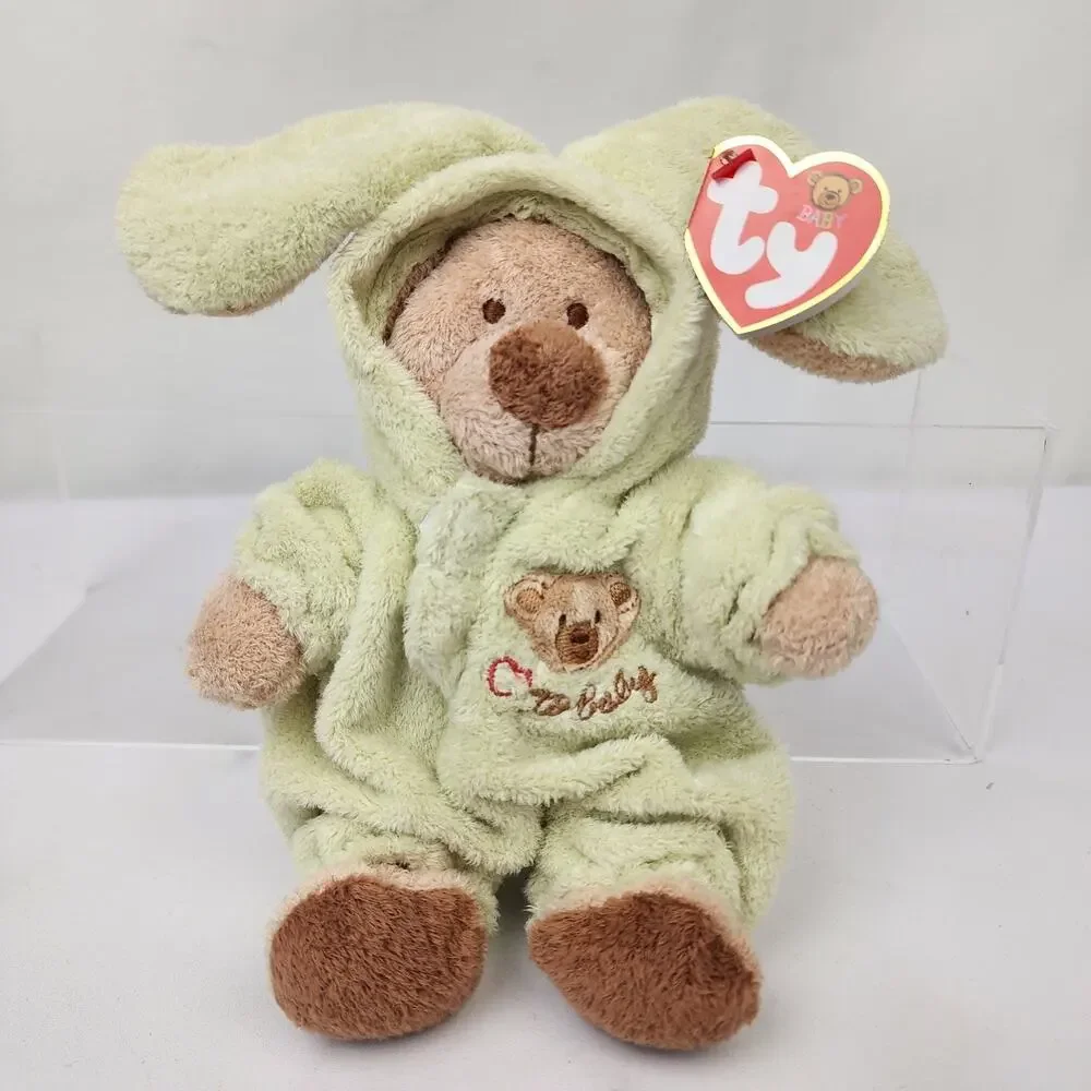 2004 TY Pluffies Love To Baby Teddy Bear Green Removable PJ's 12” Plush NWMT's